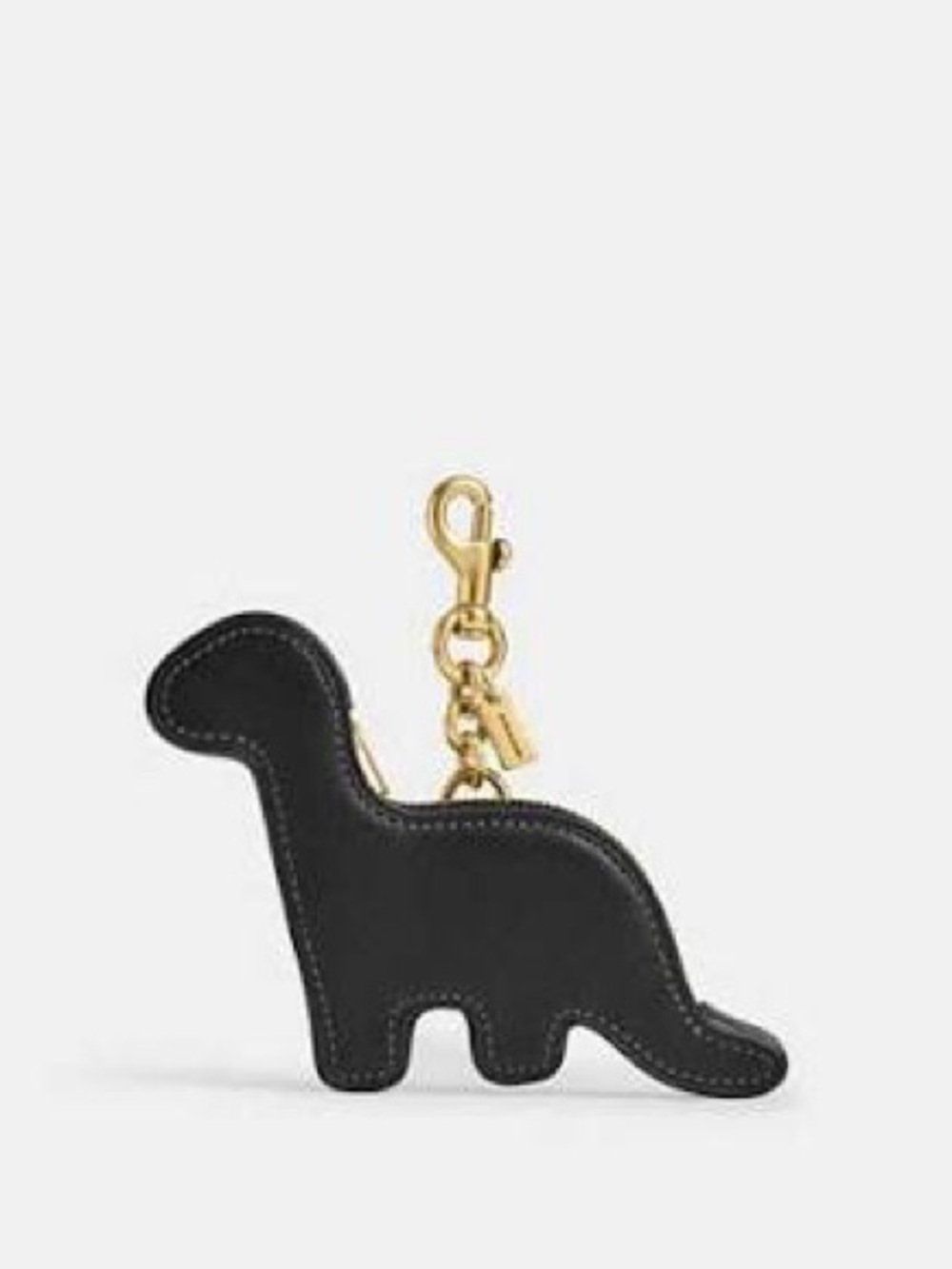 Coach Black Leather Dino Coin Purse Bag Charm with Gold Hardware